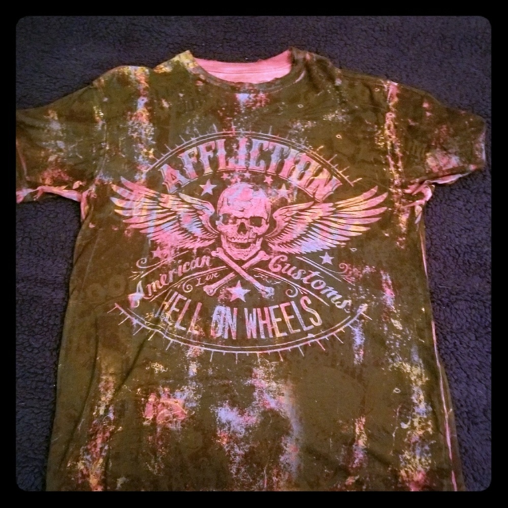 Affliction mens multi color shirt
